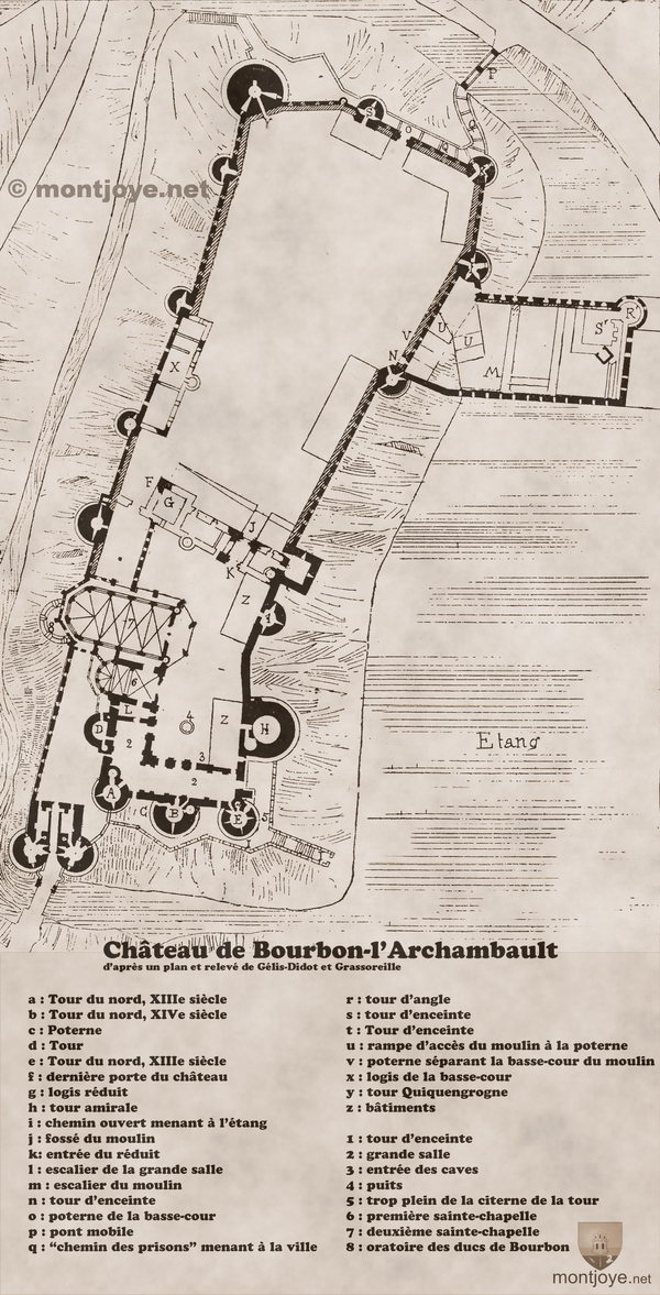 Château de Bourbon-Archambault, plan médiéval chateau bourbon archambault dessin