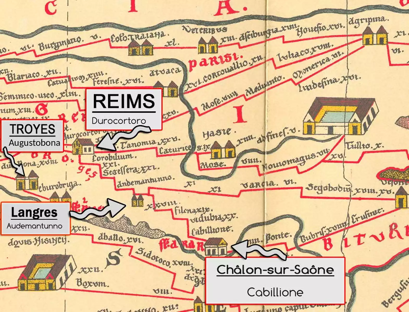 paris reims chalons langres peutinger route romaine