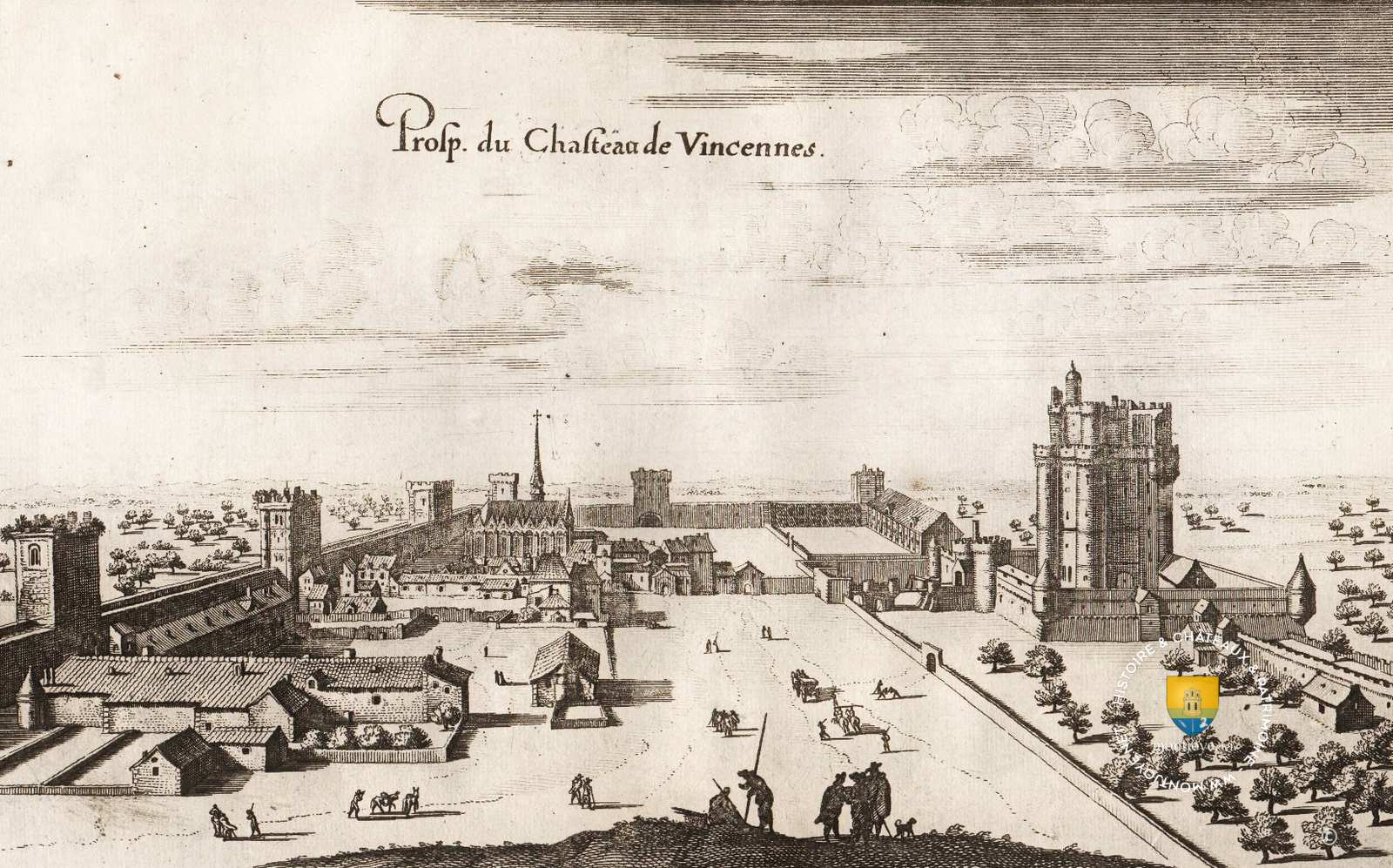 Gravure de Vincennes d'après Mérians en 1650 Gravure de Vincennes d'après Mérians en 1650