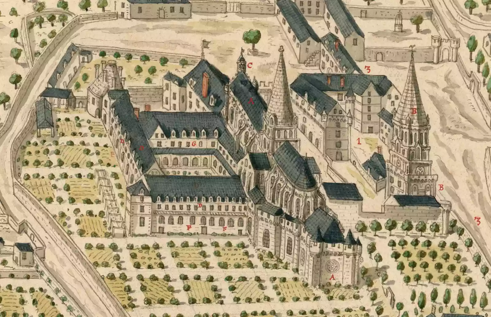 vue abbaye de saint florent lez saumur