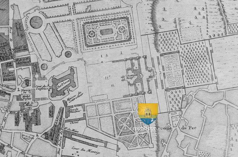 Saint Germain en Laye en 1705, on voit nettement le Châteaux Vieux et le Château Neuf.